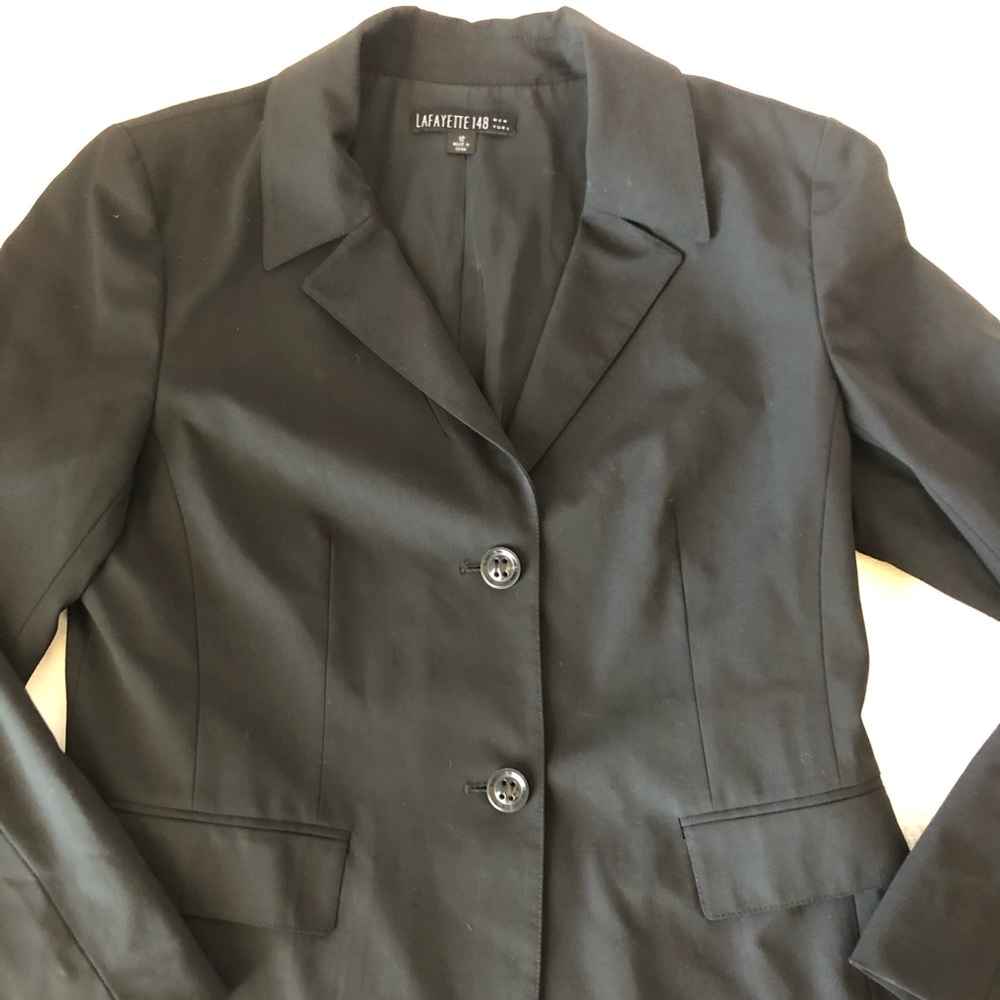 Lafayette 148 Blazer Jacket 2 Button Black Wool 12